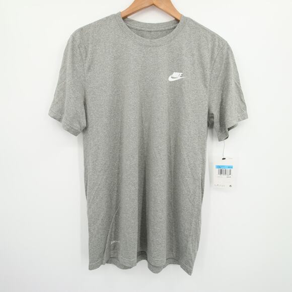 Nike TShirt Dark Grey Heather Polyester Dri Fit Athletic Workout Medium NWT - Picture 2 of 11